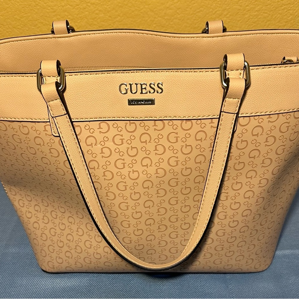 Guess Beige Monogram Women's Tote Bag